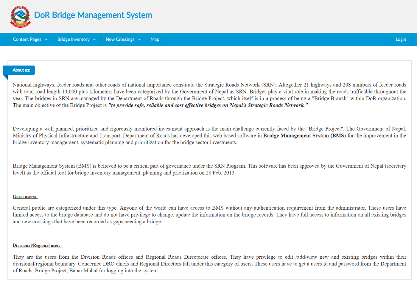 DOR Bridge Management System